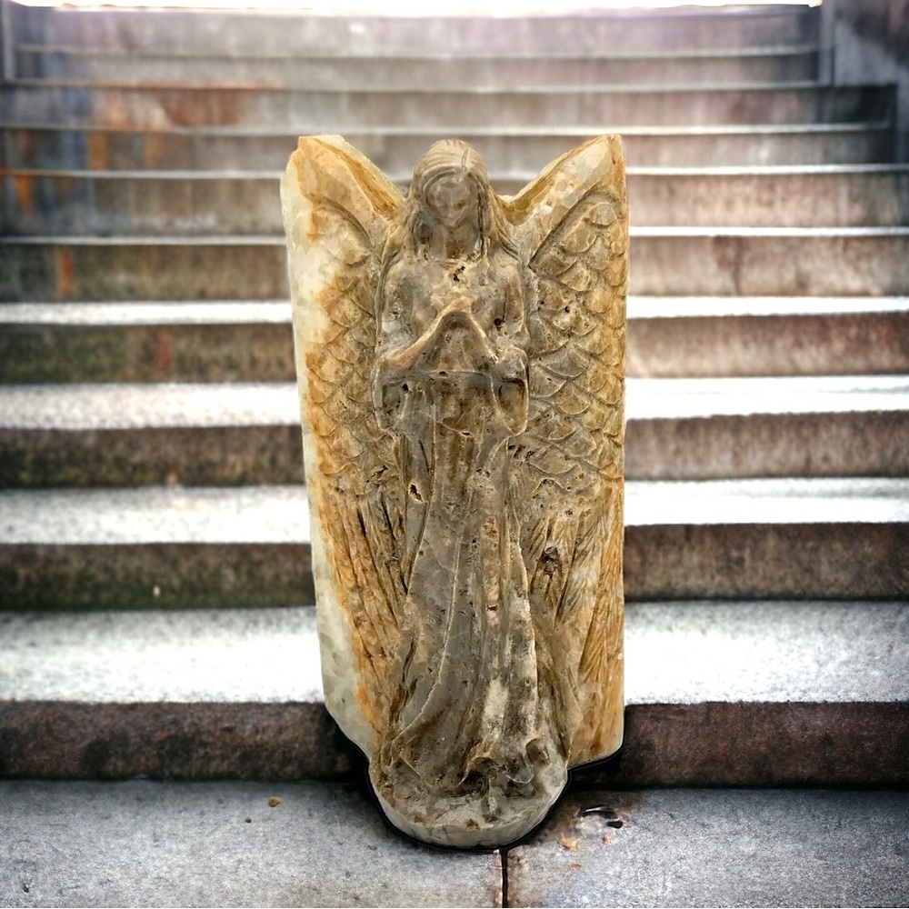 ANGEL MAGNIFICENT OOAK Hand Carved Natural Quartz Crystal Geode